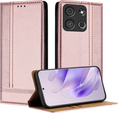 Produktbild von Handyhülle für itel A05S Leder Flip Klappbare Schutzhülle mit Standfunktion Pink