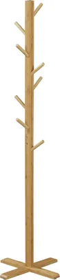 Zdjęcie produktu dla Wieszak Wykonany Z Bambusa Z 8 Haczykami, Wieszak Na Ubrania Do Przedpokoju, Sypialni, Naturalny, 49,5X49,5X178Cm