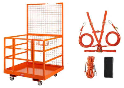 Image de Cage de sécurité pour chariot élévateur, en acier, capacité de charge de 1400 lbs, montage facile, 43x45 pouces