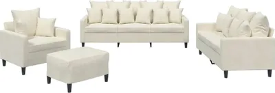 Zdjęcie produktu dla vidaXL 4-częściowa sofa z poduszkami kremowy aksamit