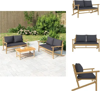 Produktbild von vidaXL Gartenbank mit Dunkelgrauen Kissen Bambus -  Gartensofaelemente