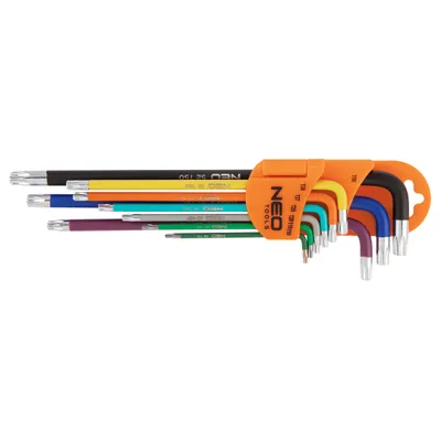 Produktbild von Satz TORX lange Sechskantschlüssel T10-T50 Farbe NEO 09-518 9tlg.