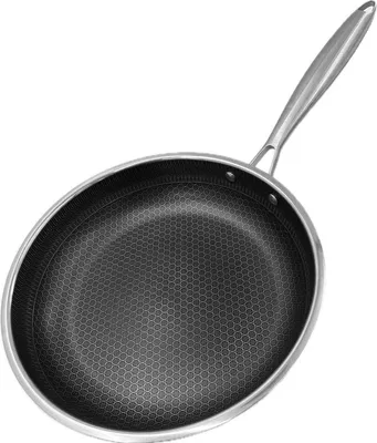 Imagen del producto de Sartén de acero inoxidable de 26 cm de diámetro con revestimiento antiadherente, apta para inducción