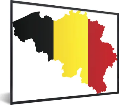 Produktbild von MuchoWow® Gerahmtes Poster Eine Illustration von Belgien in den Farben der Flagge 40x30 cm - Poster mit Schwarzem Bilderrahmen Wandposter Rahmen Foto Bilder - Kunstposter - Wanddekorationen