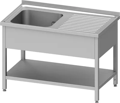 Produktbild von Spültisch mit Grundboden 1400x600x850 mm, mit einem Becken links, mit Aufkantung, verschweißt