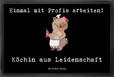 Produktbild von Mr. & Mrs. Panda Schmutzmatte Köchin Leidenschaft 50 x 75 cm - Schwarz - Geschenk, Schmutzfangmatte, Witzig, Schmutzfänger, Spruch, Eingangsteppich, Bodenvorleger, Lustig