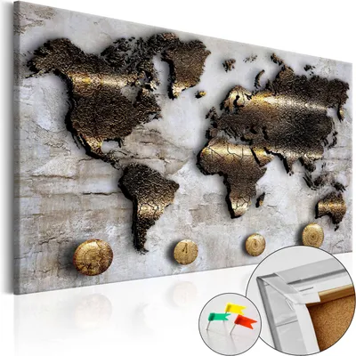 Immagine prodotto di Quadro in sughero non tessuto - Golden Journey 90x60 cm Carte k-A-0047-p-a