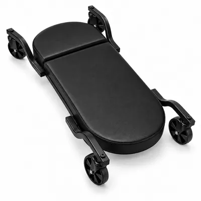 Productafbeelding van Relaxdays Werkplaatswagen, verstelbaar werkplateau met bekleding, autokrik met draagvermogen 180 kg, afmetingen (h x b x d) 17x48,5x109 cm, autowagen, zwart, AI-gegenereerde afbeelding