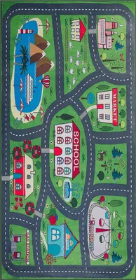 Obrázek produktu pro BELIANI Koberec zelený vícebarevný polyester 80 x 150 cm obdélníkový městský potisk moderní styl dětský pokoj