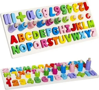 Obrázek produktu pro Dřevěné puzzle s abecedou a čísly