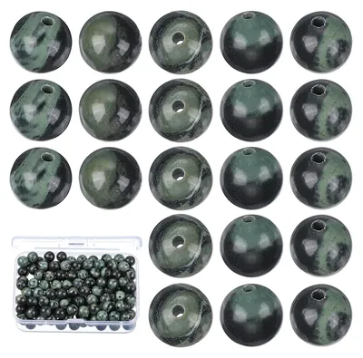 Image de Perles en forme d'edelstein à enfiler - 200 pièces - Pour bracelets, colliers et boucles d'oreilles - 6 mm - Vert et noir