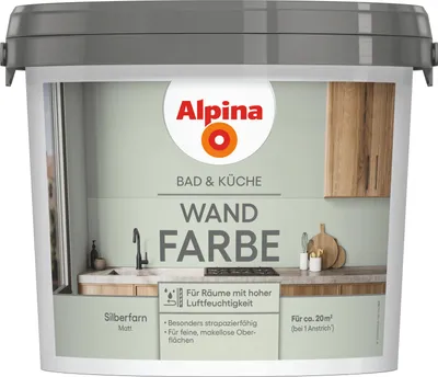 Produktbild von Alpina Wandfarbe für Küche & Badezimmer Silberfarn 2,5 L