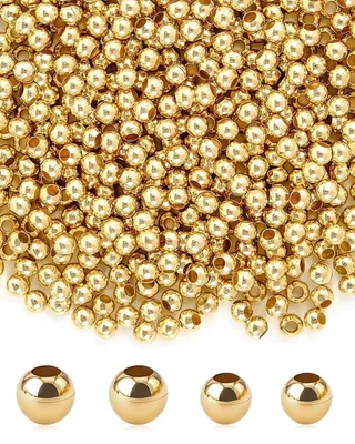 Vergoldete Perlen 600 Stück, 3–4 mm, 18 K, für DIY-Schmuck