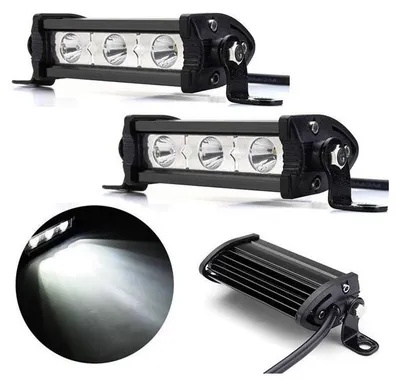 Image de Lot de 2 barres LED puissantes de 11 cm avec éclairage spot directionnel, 9 W, 3 LED, 12 V/24 V, pour moto, quad, Jeep, 4x4