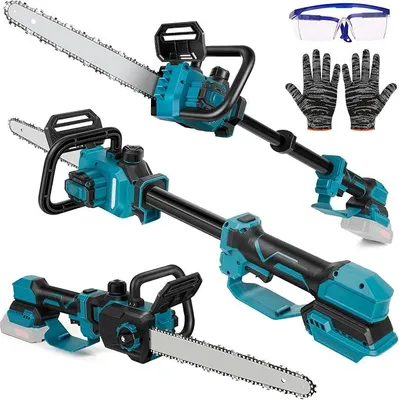 Produktbild von 12-Zoll-Elektro-Kettensäge mit 12-Zoll-Teleskopschaft, kompatibel mit 18V Makita-Akkus, Bürstenloser Motor, Handheld Akku-Kettensäge(ohne Batterie)