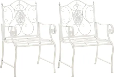 Produktbild von CLP 2er Set Gartenstühle Punjab mit Armlehnen antik weiß