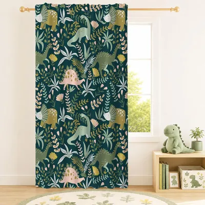 Productafbeelding van 117x183cm Dinosaurus Licht Filtering Gordijnen voor Kinderen Slaapkamer Prehistorische Wildlife Botanische Gordijnen Kamer Verduistering Staaf Pocket