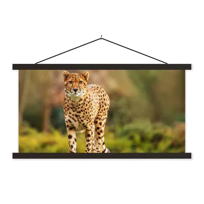 Produktbild von MuchoWow® Textilposter Wildtiere - Gras - Leopard - Natur 90x45 cm mit schwarzem Rahmen - Klemmleisten