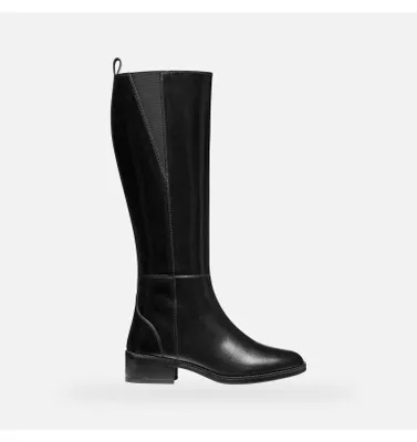 Produktbild von Geox Damen Stiefel aus Vollnarbenleder, Schwarz, Größe 35, mit 4,5 cm Absatz, Schafthöhe 38,5 cm, Wadenweite 34 cm, atmungsaktive Sohle