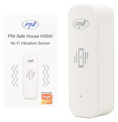 Produktbild von PNI SafeHouse HS501 Vibrationssensor mit WLAN, kompatibel mit Tuya-Anwendungen, 3-V-Stromversorgung