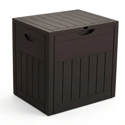 Produktbild von VOUNOT® 126L Gartenbox Aufbewahrungsbox Garten 56 x 43 x 53 cm, Holzoptik Braun