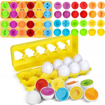 Immagine prodotto di Lolex | Egg Sorter Puzzle Giocattolo educativo - 12 uova - forme abbinate - giocattolo sensoriale