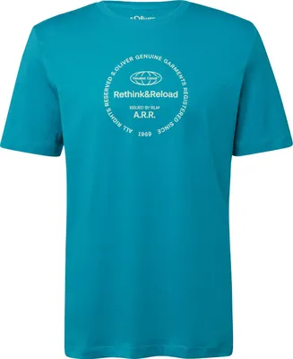 Produktbild von s.Oliver Übergrößen T-Shirt Frontprint petrolblau