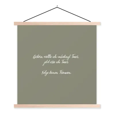 Produktbild von MuchoWow® Textilposter Gestern wollte ich unbedingt Tacos - Sprichwörter - Zitate - Taco-Liebhaber 40x40 cm mit holzfarbenen Rahmen - Posterleiste