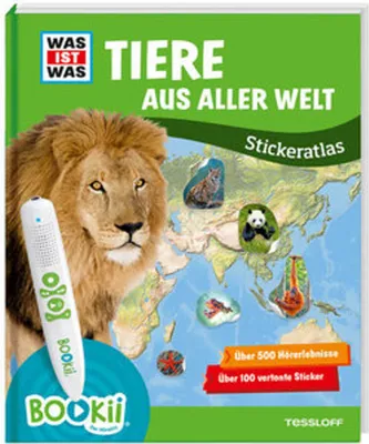 Produktbild von BOOKii® WAS IST WAS Stickeratlas Tiere aus aller Welt
