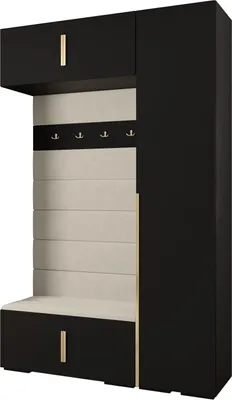 Produktbild von MEBLE KRYSPOL Inova 1 Möbelset Garderobe, 236,7x150x47cm - Schwarz, Manila 02, Gold