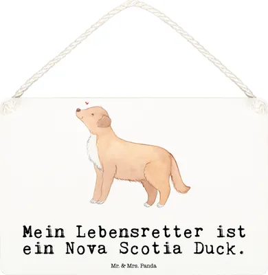 Produktbild von Mr. & Mrs. Panda Schild Nova Scotia Duck Lebensretter DIN A6 - Weiß - Geschenk, Retriever, Tolling, Holzschild, Türschild, holzbild, kleine aufmerksamkeit, Wandbild Holz