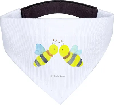 Produktbild von Mr. & Mrs. Panda Hund Halstuch Biene Liebe - Weiß - Geschenk, Hunde-Halstuch, Für Hunde, Bandana