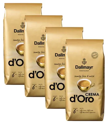 Zdjęcie produktu dla Dallmayr Kawa Crema d Oro Całe ziarna aksamitnie drobne 1000g opakowanie 4 szt