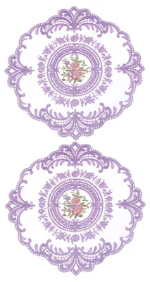 2 Spitzen-Platzsets, gehäkelt, rund, 28 x 28 cm, lila