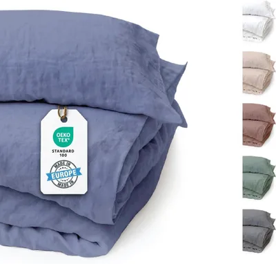Image de Ensemble de housse de couette 155x220 cm avec taie d'oreiller 80x80 cm - 2 pièces - Coton -  Oeko-Tex - Réversible