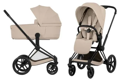Produktbild von cybex Kinderwagen Priam Comfort inkl. Babywanne Matt Black/Cozy Beige