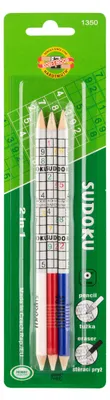 Zdjęcie produktu dla Ołówek grafitowy Koh-i-noor z gumką 3/B 3szt motyw sudoku