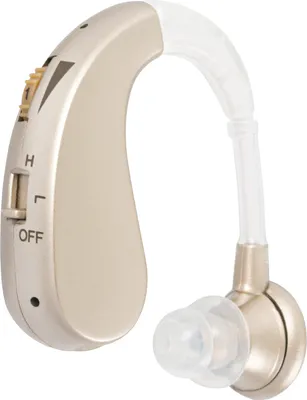 Imagen del producto de Amplificador de sonido para audífonos, diseño ergonómico, acabado en oro