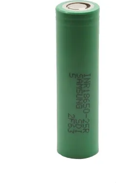 Produktbild von Samsung INR18650-25R LiNiMnCoO2 Lithium-Ionen Akku 2500mAh 3.7V, Flattop, ohne Lötfahnen, keine Schutzschaltung, Ladeverfahren CC-CV, H: 64.85±0.15mm, D: 18.3±0.1mm, G: 45±0.1g, für Werkzeuge, Industrie & SUB-Ohm E-Raucher, einzeln.