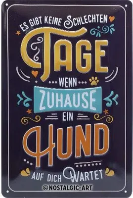 Produktbild von Nostalgic-Art - Blechschild 20 x 30cm - PfotenSchild - Wenn Zuhause ein Hund wartet