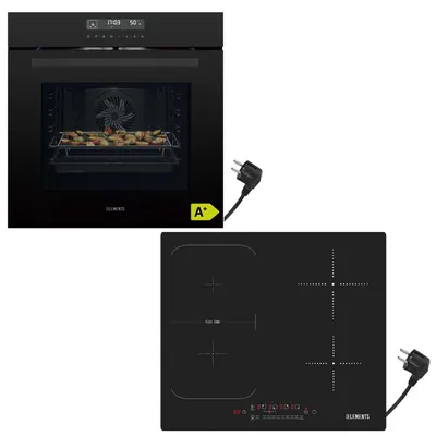 Produktbild von KB ELEMENTS Sparset, Einbauherd Set, Herdset, Induktionskochfeld 60cm, Einbaubackofen 60cm, 15 x Funktionen, Air Fry Funktion, EEK A+, DV1/110
