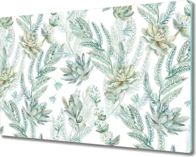 Produktbild von Glas Schneidebrett Herdabdeckplatten Schneideplatten - 80x52 cm - Grüne Pflanzen