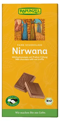 CZEKOLADA MLECZNA Z NADZIENIEM PRALINOWYM NIRWANA BIO 100 g - RAPUNZEL