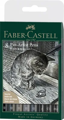 Image de FABER-CASTELL Tuschest. Pitt Artist Pen Grey&Black 8er