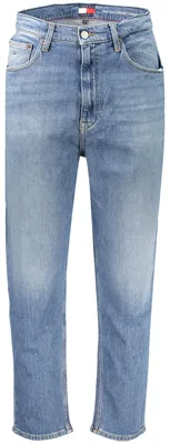 Obrázek produktu pro Dámské mom jeans v ultravysokém střihu, modré, s efektem oprání a výšivkou