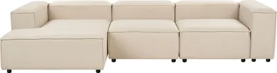 Produktbild von BELIANI Ecksofa Beige Stoff L-förmig 4-Sitzer Modulsofa mit Chaiselongue Rechtsseitig Wohnzimmermöbel Modern Wohnzimmer Wohnecke Sitzecke