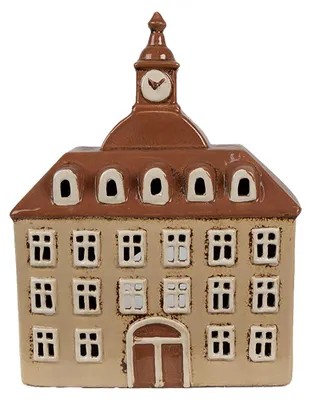 Zdjęcie produktu dla Clayre & Eef Pojemnik na podgrzewacze House 20x10x26 cm Beżowo-brązowy Ceramiczny