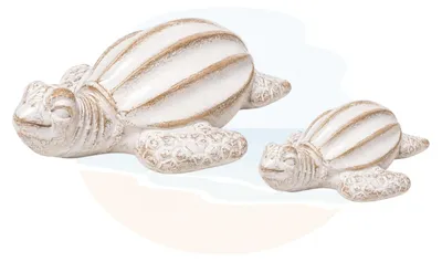 Produktbild von Schildkröten-Figuren aus Porzellan 2er-Set in Creme & Grau