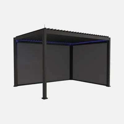 Immagine prodotto di Pergola bioclimatica 3x4m in alluminio LED + tenda 3m + tenda 4m, Antracite