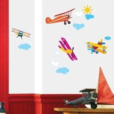 Image de Autocollant mural en forme d'avion pour décorer la chambre d'enfant